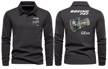 BOEING 747 GENX LONG SLEEVE POLO
